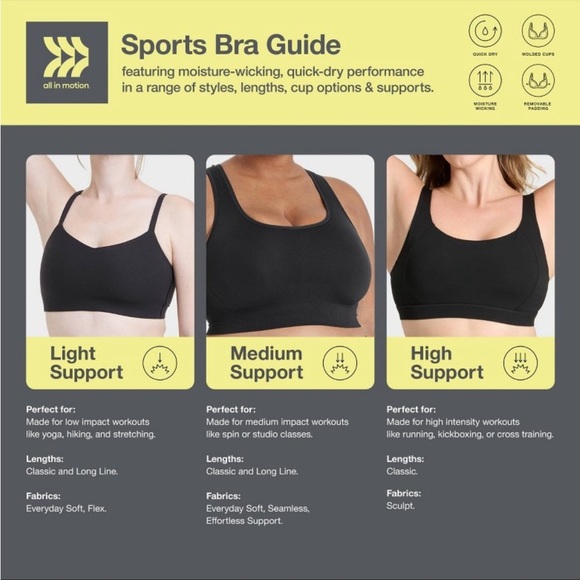Black All in Motion front zipper racerback sports bra 38D high support adjust - Picture 15 of 17